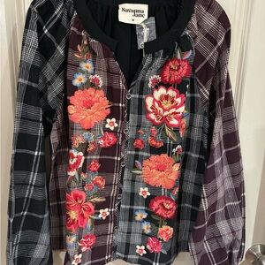 Savanna Jane Multicolor Plaid Floral Button Down Shirt